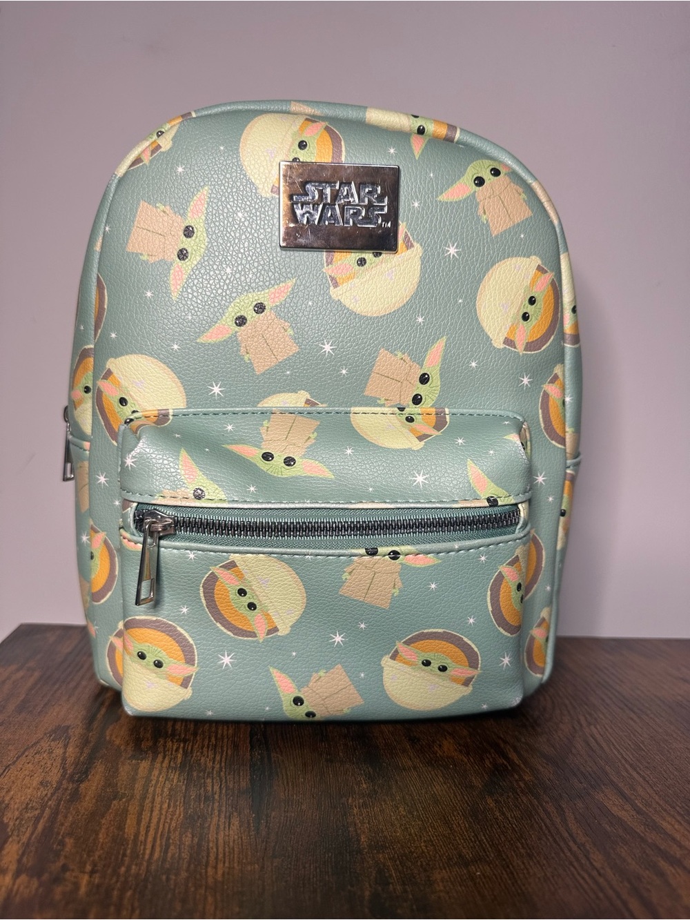 Star Wars Mini Backpack with Baby Yoda Print in Mint Green